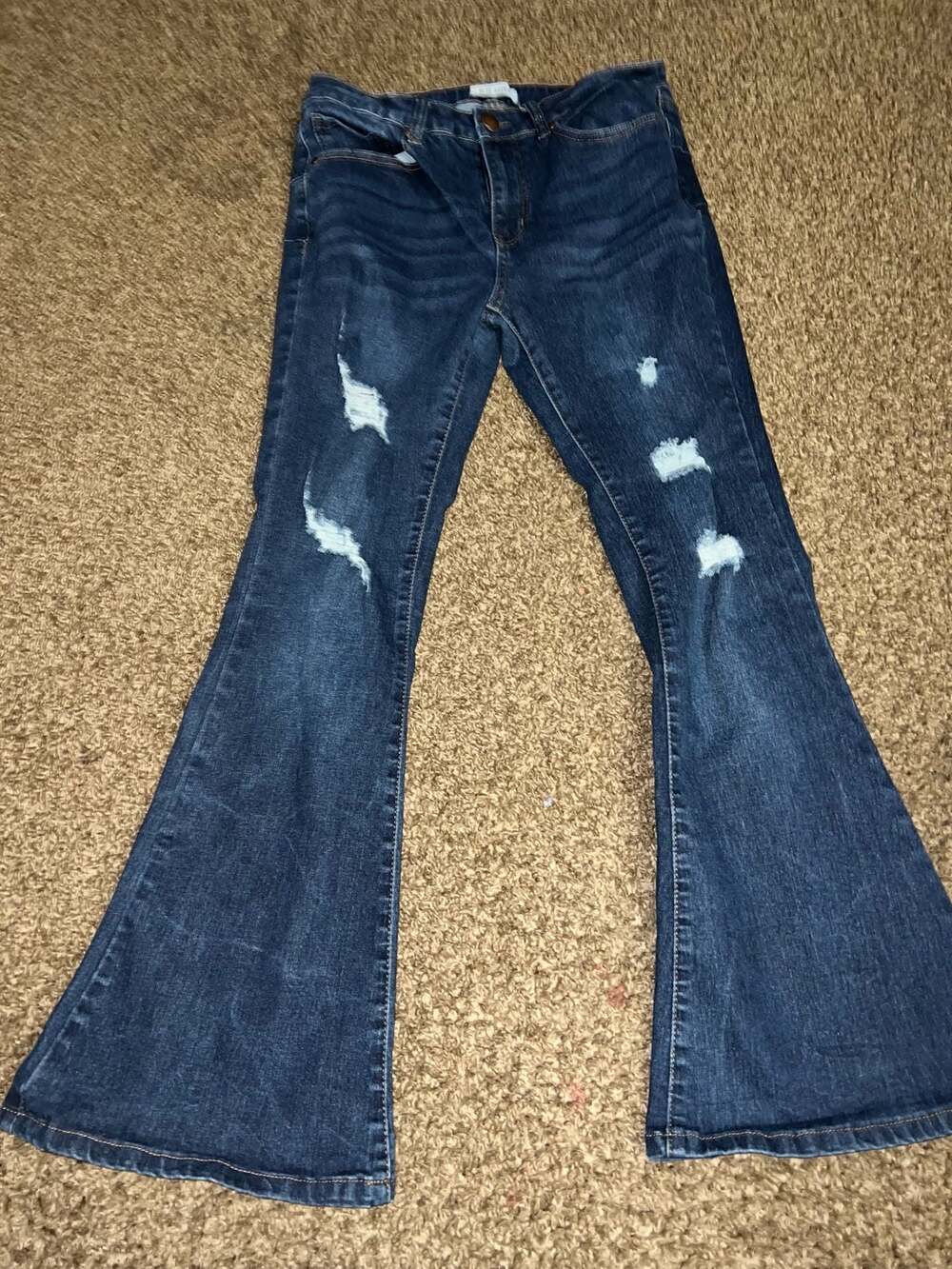 Blue Savvy Women's Distressed Flare Leg Jeans Size 9/29